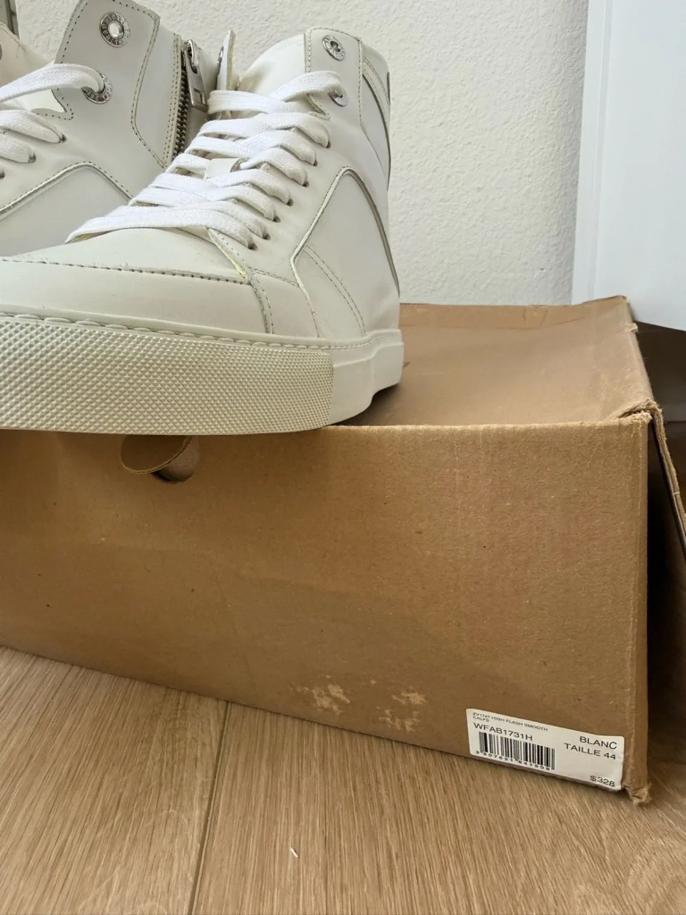 Zadig & Voltaire Men’s High Flash smooth High-Top Leather Sneakers.White. ZV1747 - Picture 9 of 13